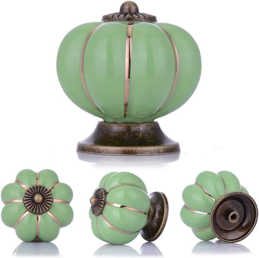Kast en lade decoratie knoppen 1-1 2 inch keuken kast knoppen herfst decoratie pompoen kast knoppen lade knoppen keramische knoppen kaptafel lade knoppen groene kaptafel knop 4-delige set groen
