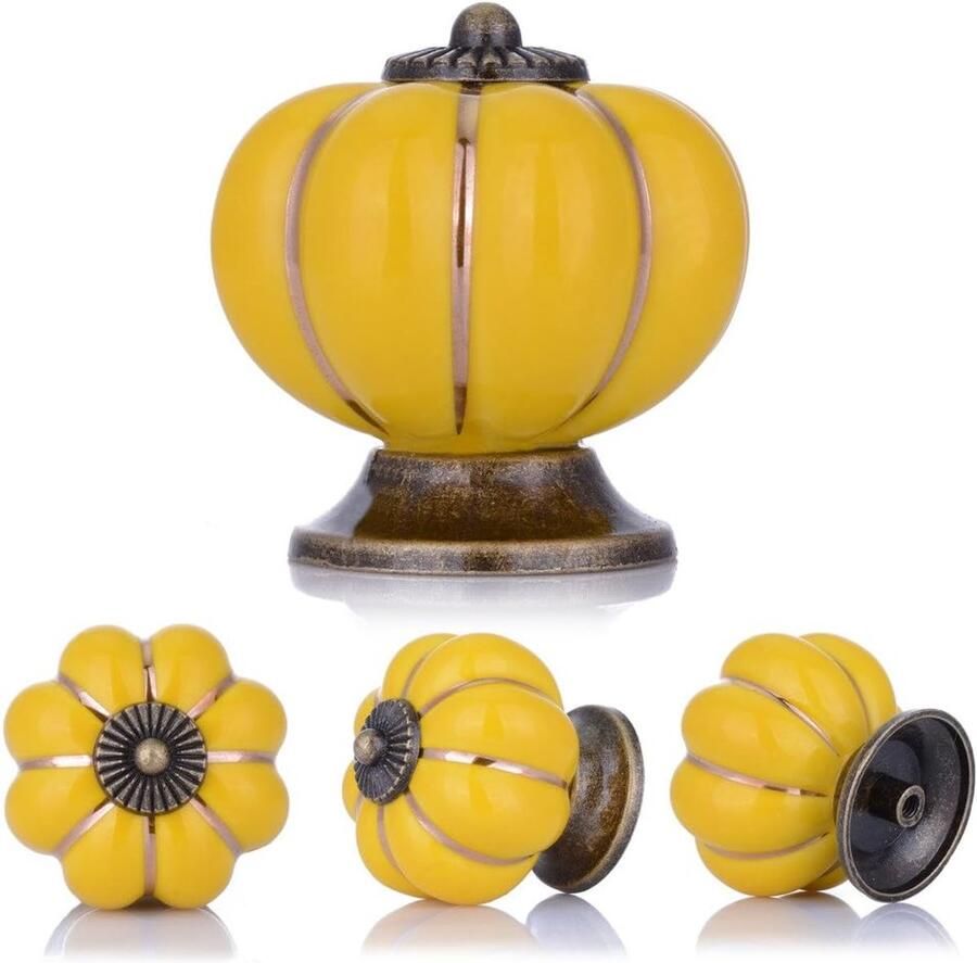 Kast en lade decoratie knoppen 1-1 2 inch keuken kast knoppen pompoen kast knoppen lade knoppen keramische knoppen kaptafel lade knoppen gele kast knoppen 4 stuks