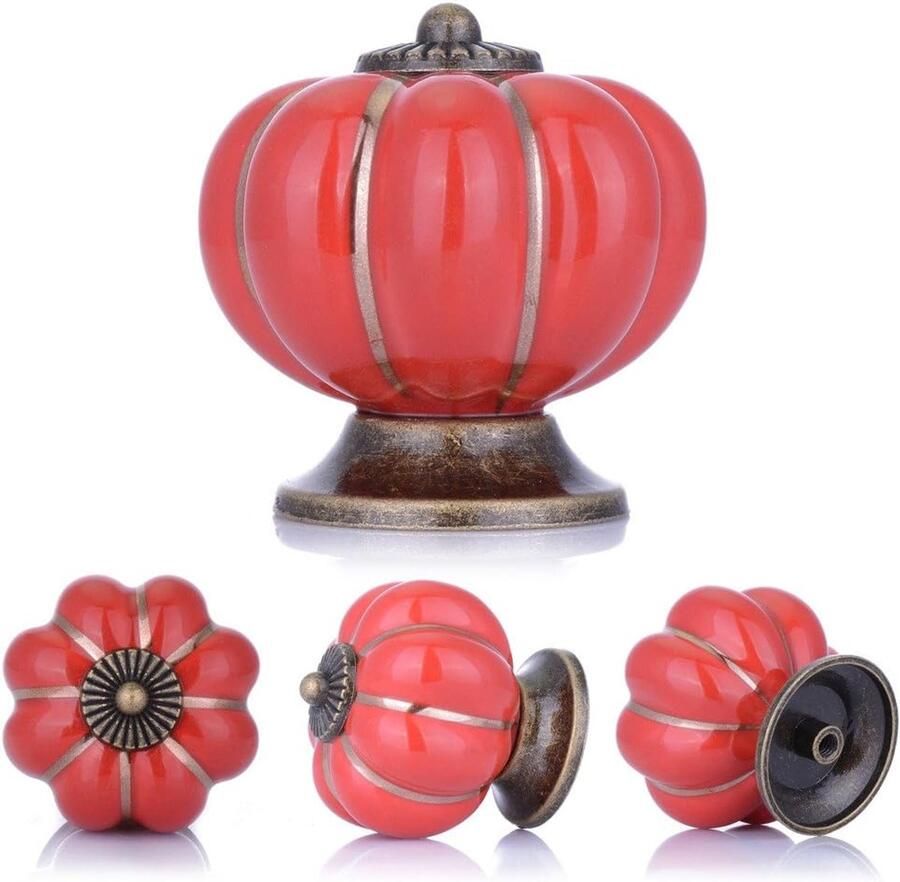 Kast en lade decoratie knoppen 1-1 2 inch keuken kast knoppen pompoen kast knoppen lade knoppen keramische knoppen kaptafel lade knoppen rode kast knoppen 4 stuks