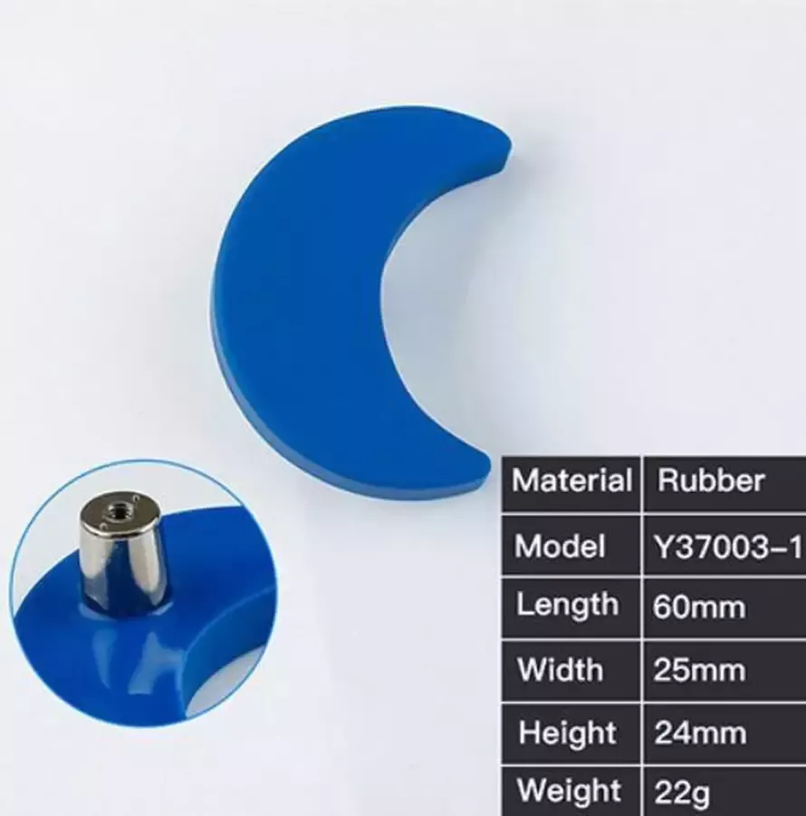 Kast knop Maan blauw handgreep meubelknop handvat