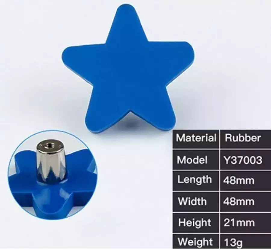 Kast knop Ster blauw handgreep meubelknop handvat