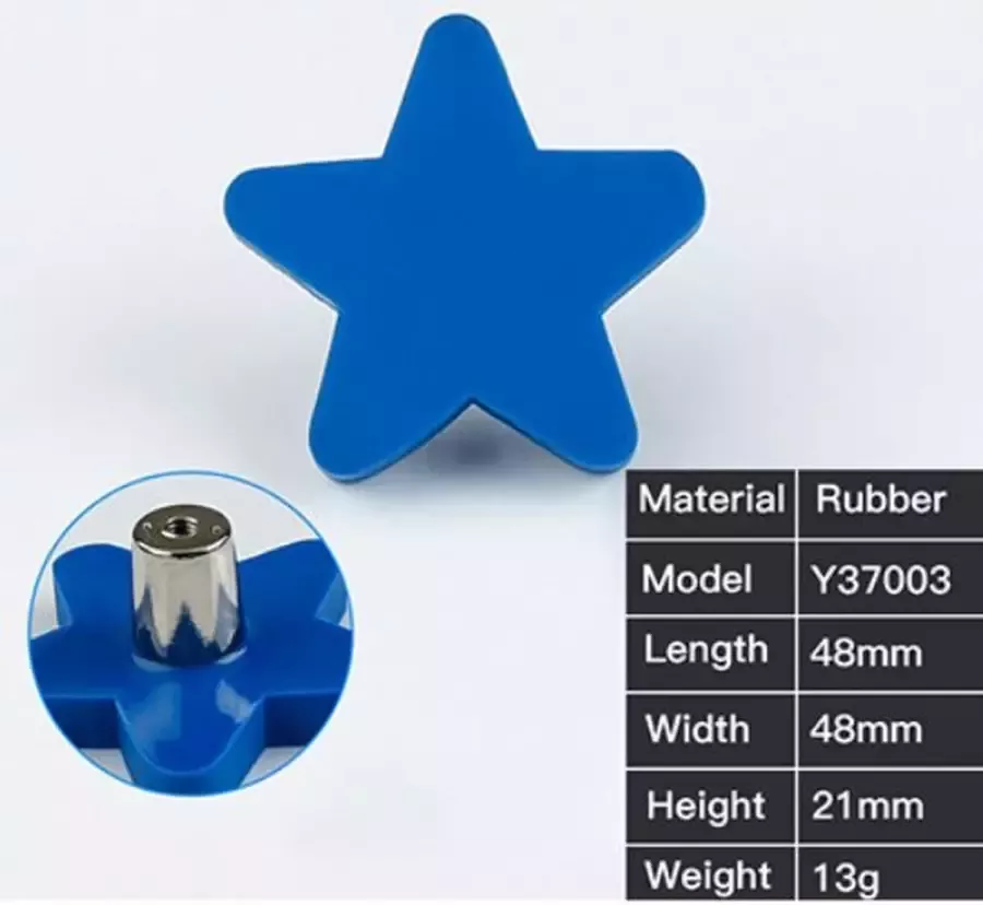 Kast knop Ster blauw handgreep meubelknop handvat