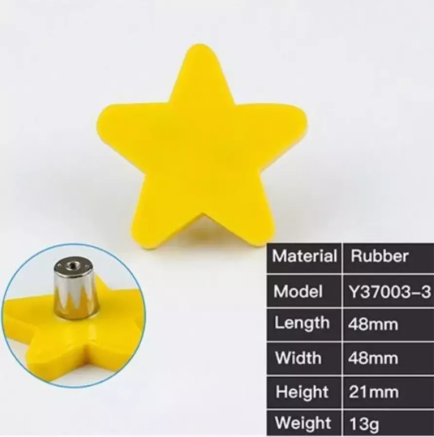 Kast knop Ster geel handgreep meubelknop handvat