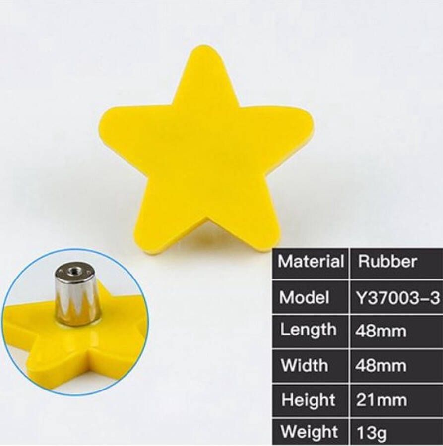 Kast knop Ster geel handgreep meubelknop handvat