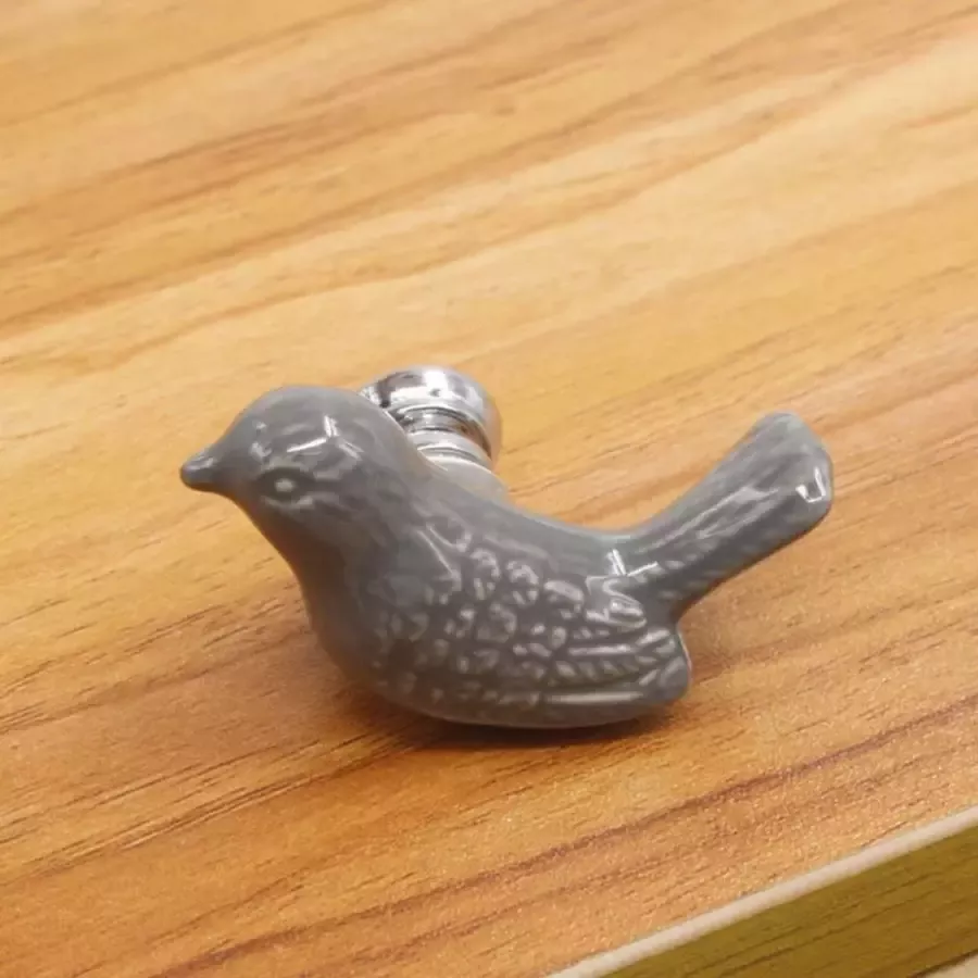 Kast knop Vogel grijs handgreep meubelknop handvat
