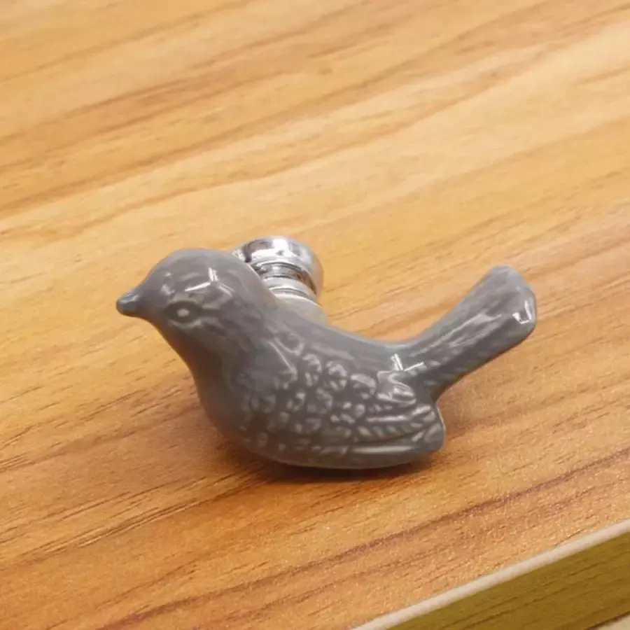 Kast knop Vogel grijs handgreep meubelknop handvat