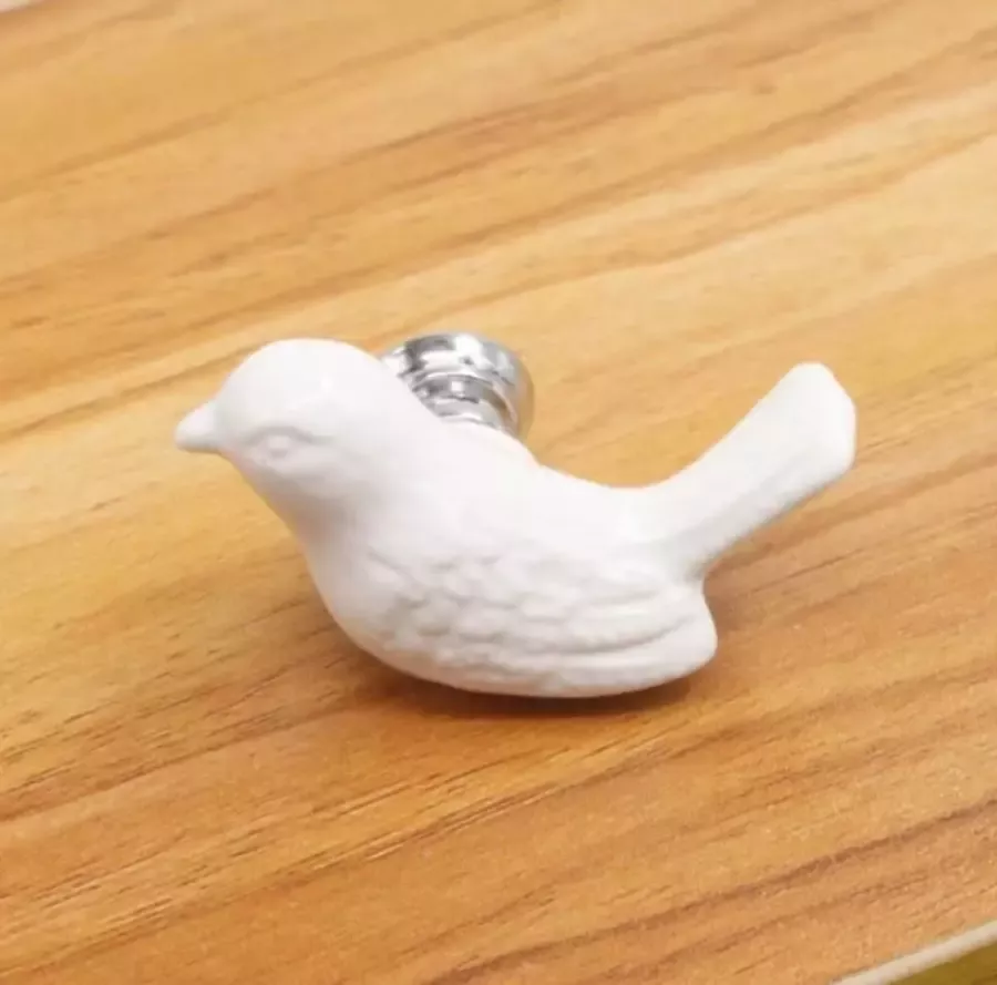 Kast knop Vogel wit handgreep meubelknop handvat