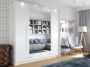 Vente-unique Kast met 2 deuren en 2 laden met spiegel en LEDs L. 210 cm Wit SINALIA L 210 cm x H 221 cm x D 67 cm - Thumbnail 1