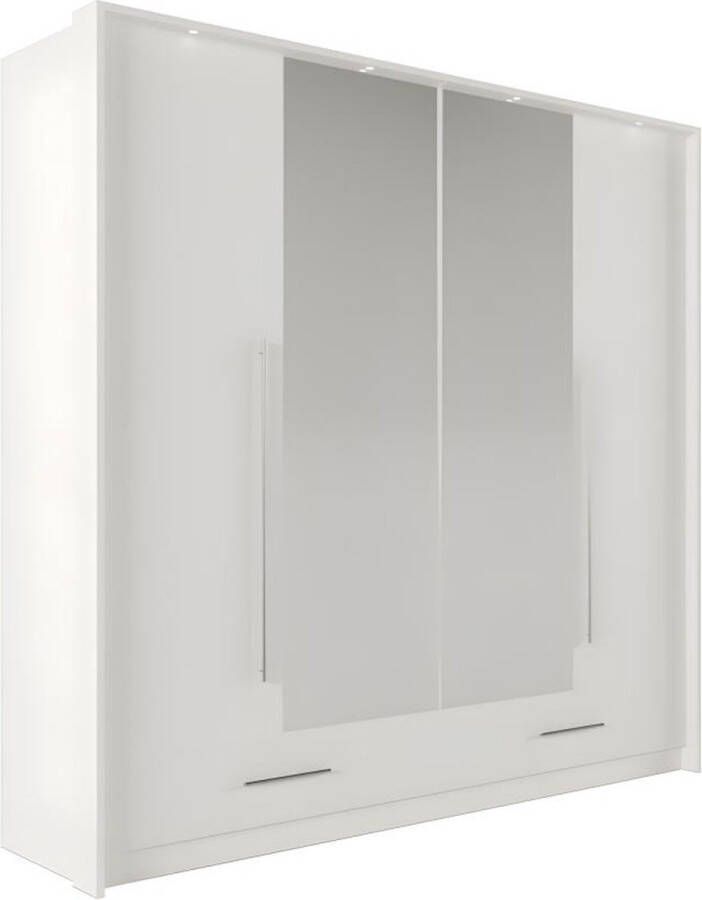 Vente-unique Kast met 2 deuren en 2 laden met spiegel en LEDs L. 210 cm Wit SINALIA L 210 cm x H 221 cm x D 67 cm