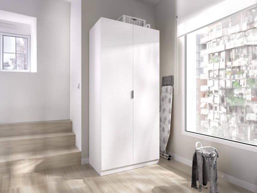 Vente-unique Kast met 2 deuren L81 cm Wit LISTOWEL L 81 cm x H 184 cm x D 52 cm - Foto 2