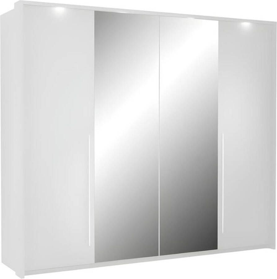 Vente-unique Kast met 2 deuren met spiegel en LEDs L. 255 cm Wit INGINA L 255 cm x H 219 cm x D 65 cm