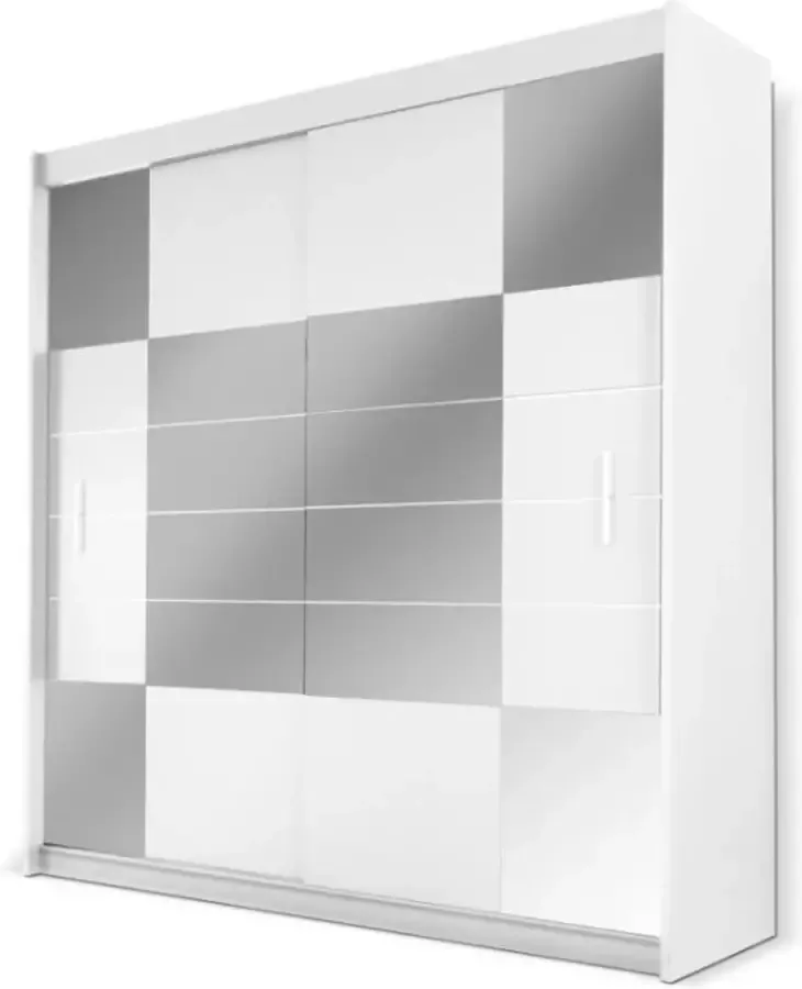 Kast met 2 schuifdeuren met spiegel L. 203 cm Wit ROVINJA L 203 cm x H 215 cm x D 61 cm