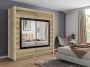 Kast met 2 schuifdeuren Met spiegel L203 cm naturel AUTLAN L 203 cm x H 215 cm x D 61 cm - Thumbnail 2