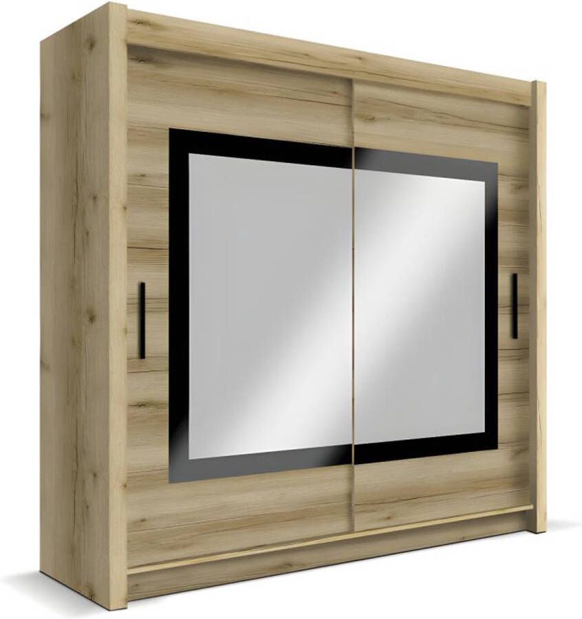 Kast met 2 schuifdeuren Met spiegel L203 cm naturel AUTLAN L 203 cm x H 215 cm x D 61 cm