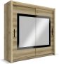 Kast met 2 schuifdeuren Met spiegel L203 cm naturel AUTLAN L 203 cm x H 215 cm x D 61 cm - Thumbnail 1