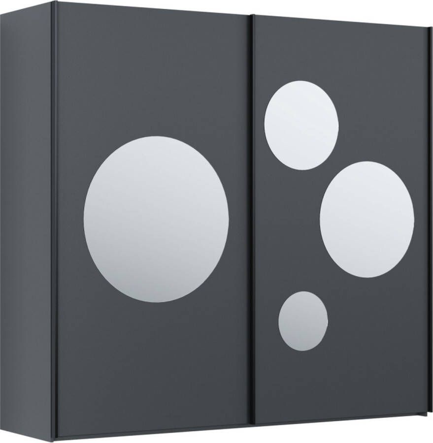 Kast met 2 schuifdeuren Met spiegel L218 cm Antraciet FISULIO L 218.6 cm x H 205.6 cm x D 62.1 cm