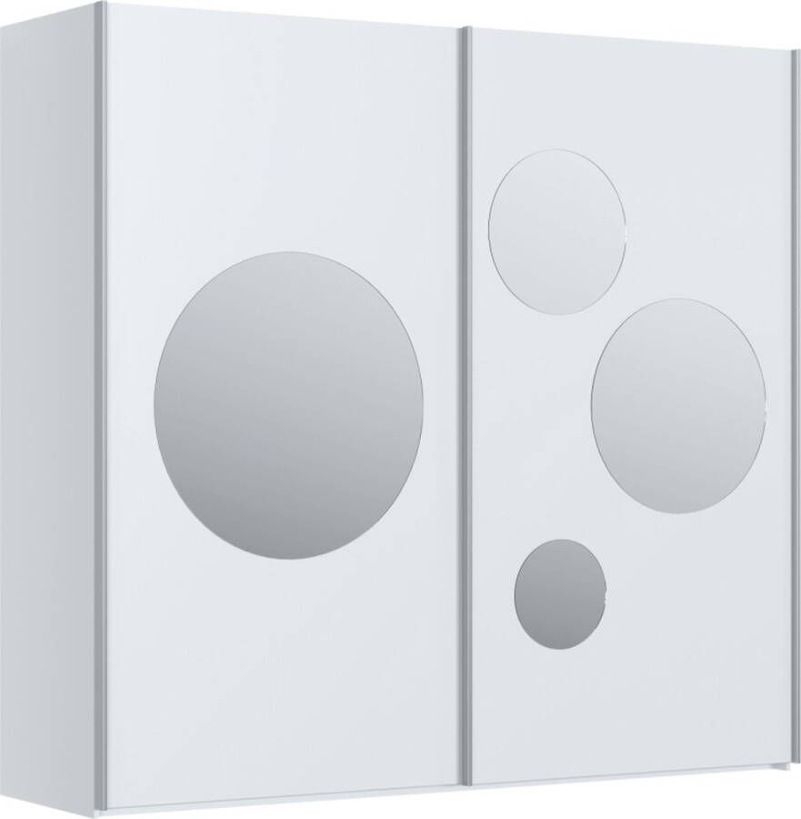 Kast met 2 schuifdeuren Met spiegel L218 cm Wit FISULIO L 218.6 cm x H 205.6 cm x D 62.1 cm