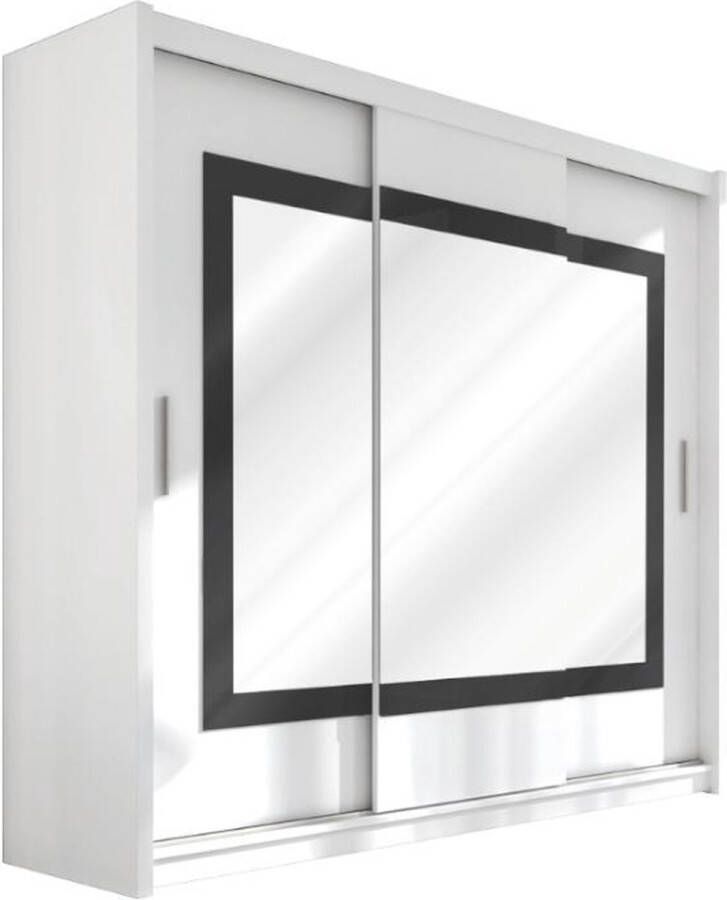 Vente-unique Kast met 3 schuifdeuren met spiegel L. 250 cm wit AUTLAN L 250 cm x H 215 cm x D 61 cm