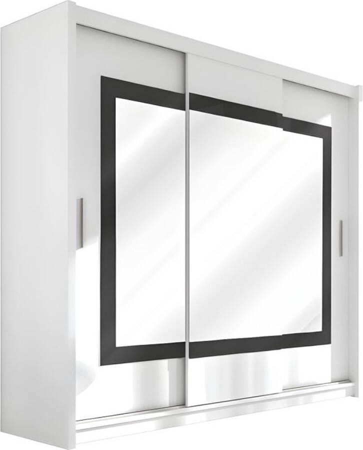 Kast met 3 schuifdeuren met spiegel L. 250 cm wit AUTLAN L 250 cm x H 215 cm x D 61 cm