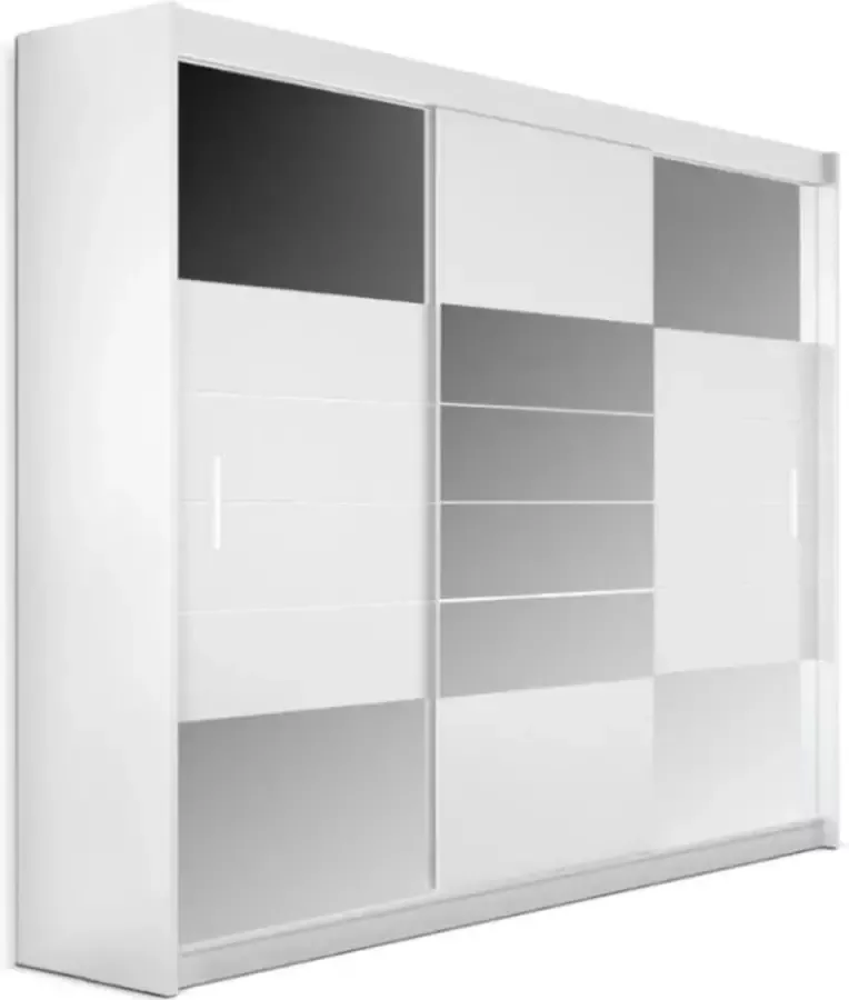 Kast met 3 schuifdeuren met spiegel L. 250 cm Wit ROVINJA L 250 cm x H 215 cm x D 61 cm