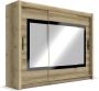 Kast met 3 schuifdeuren Met spiegel L250 cm naturel AUTLAN L 250 cm x H 215 cm x D 61 cm - Thumbnail 3