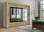 Kast met 3 schuifdeuren Met spiegel L250 cm naturel AUTLAN L 250 cm x H 215 cm x D 61 cm - Thumbnail 2
