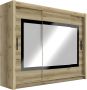 Kast met 3 schuifdeuren Met spiegel L250 cm naturel AUTLAN L 250 cm x H 215 cm x D 61 cm - Thumbnail 1