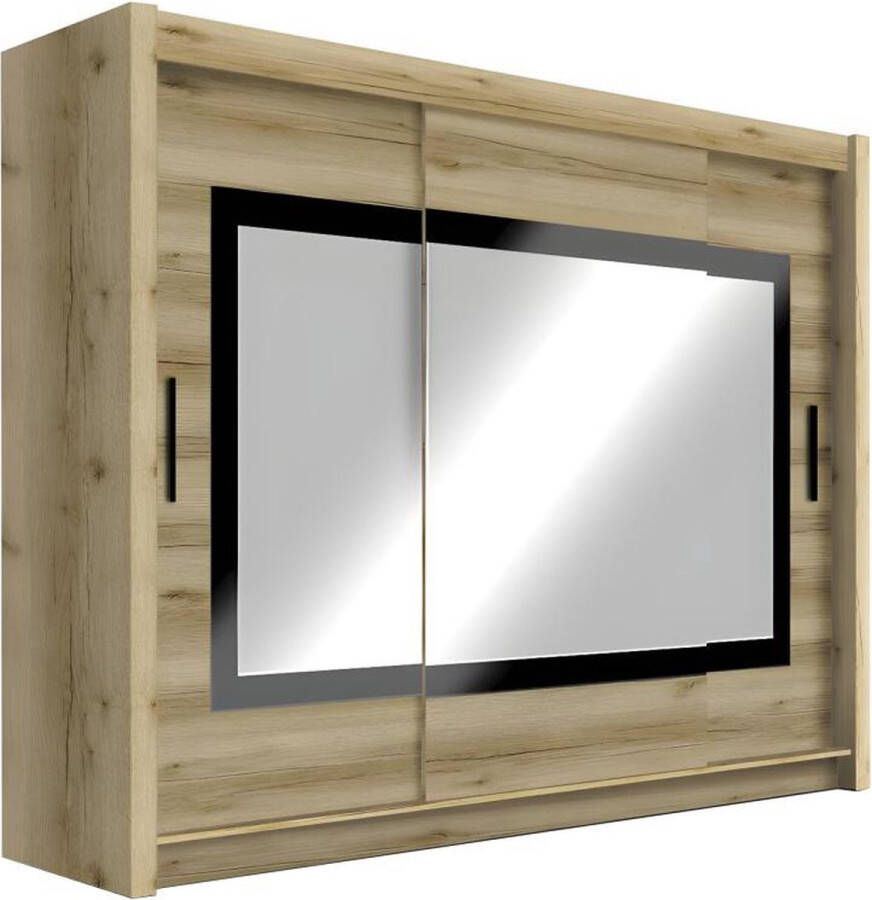 Kast met 3 schuifdeuren Met spiegel L250 cm naturel AUTLAN L 250 cm x H 215 cm x D 61 cm