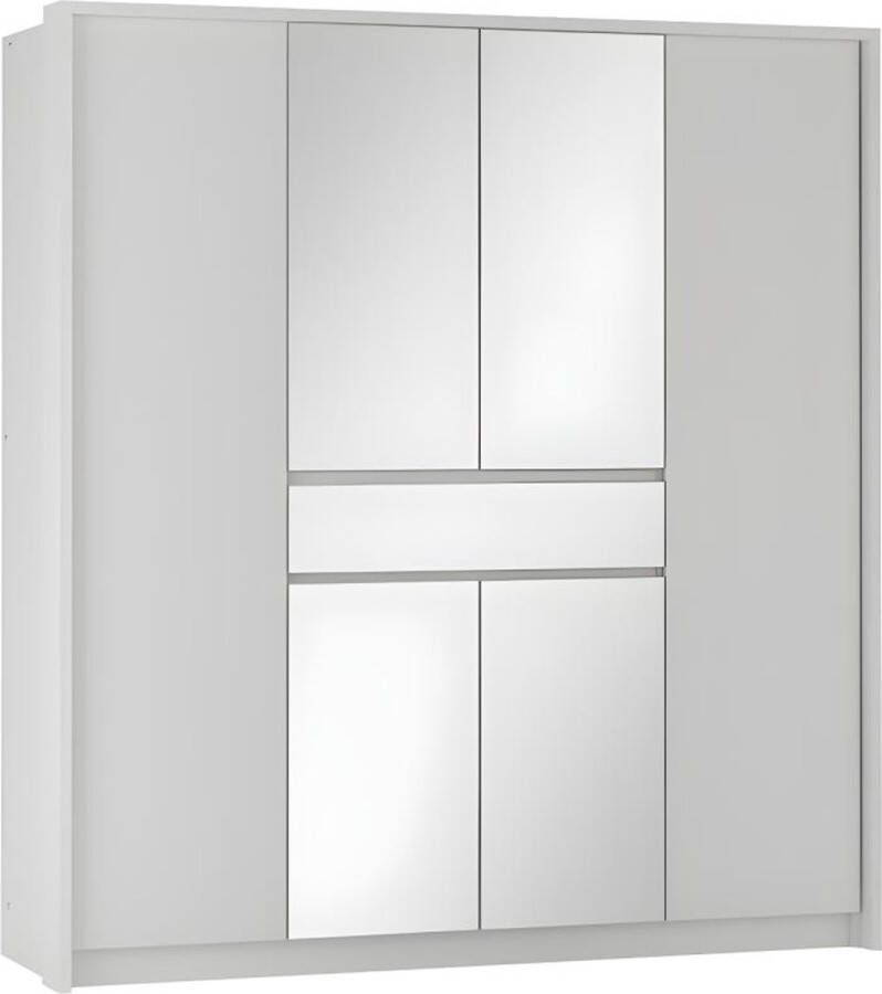 Vente-unique Kast met 6 deuren en 1 lade met spiegel en LEDs L. 200 cm Wit ZADIA L 200 cm x H 217 cm x D 65 cm
