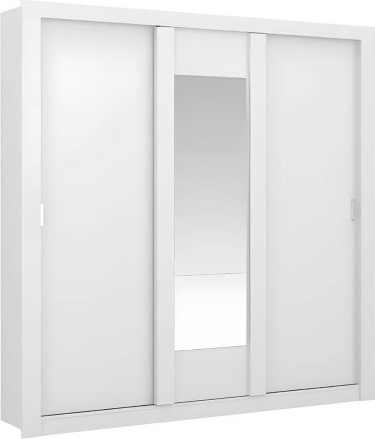 Kast met spiegel ROXANE 3 schuifdeuren L 220 cm Wit L 220 cm x H 219 cm x D 52 cm