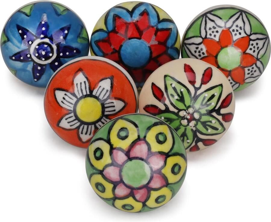 Kast Meubels Veelkleurig Keramische Lade Handvatten Keukenkast Kledingkast Boho Kamer Decoratief Meubelbeslag Commode Lade Knoppen 6 Stuks