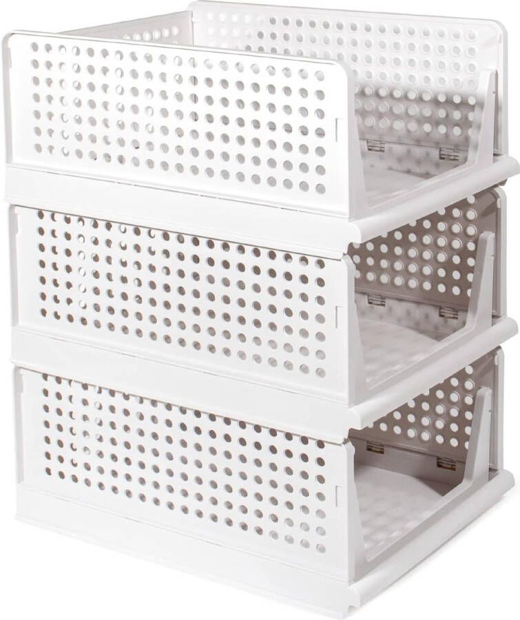 Kast-organizer kledingkast 3 stuks opvouwbare opbergdoos opbergsysteem voor laden kluisjes kledingkasten (wit)