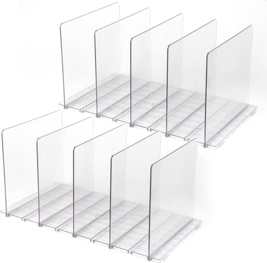 Kast Plank Separator en Organizer Afneembaar en Verstelbaar Set van 10 Transparant Voor Handtas Portemonnee Tas Slaapkamer Keuken