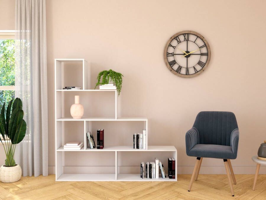 Vente-unique Kast RAJA 6 niveaus wit L 145 cm x H 145 cm x D 29 cm - Foto 2