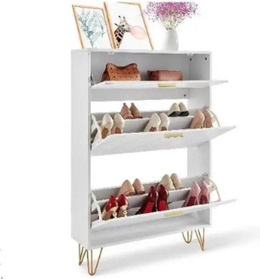 Vevor Kast Schoenenkast Schoenen Opberg Kast Wit Patroon 80 x 23.9 x 120cm