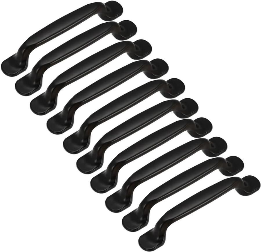 10 Stuks Zwarte Kastdeur Lade Handgrepen Boog Vorm Set van 10 Pull Handvat Kast Accessoires met Schroeven 128mm Meubelbeslag