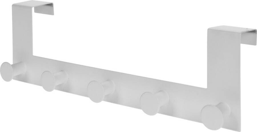 Koopman Kastdeur kapstok metaal 5 haken wit 39cm Kleding jassen ophangen Deur kapstokken