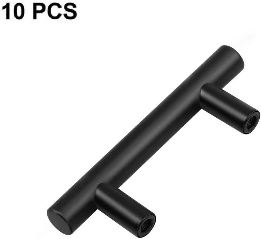 10-pack keukenkastgrepen hart-op-hart 64 mm zwarte roestvrijstalen keukenkastgrepen
