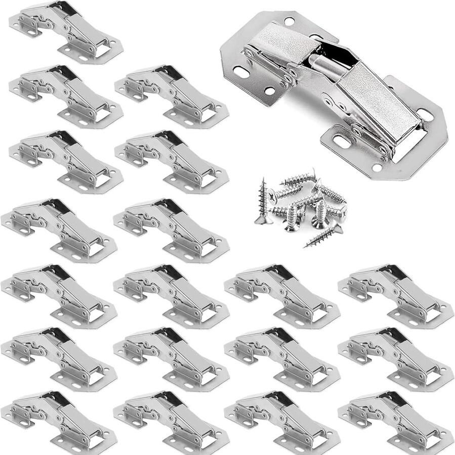 Kastdeurscharnieren 20 stuks met scharnierschroeven Meubelscharnieren voor houten deuren 90° Schroefscharnier Geschikt voor keukenkast kastdeur kledingkast