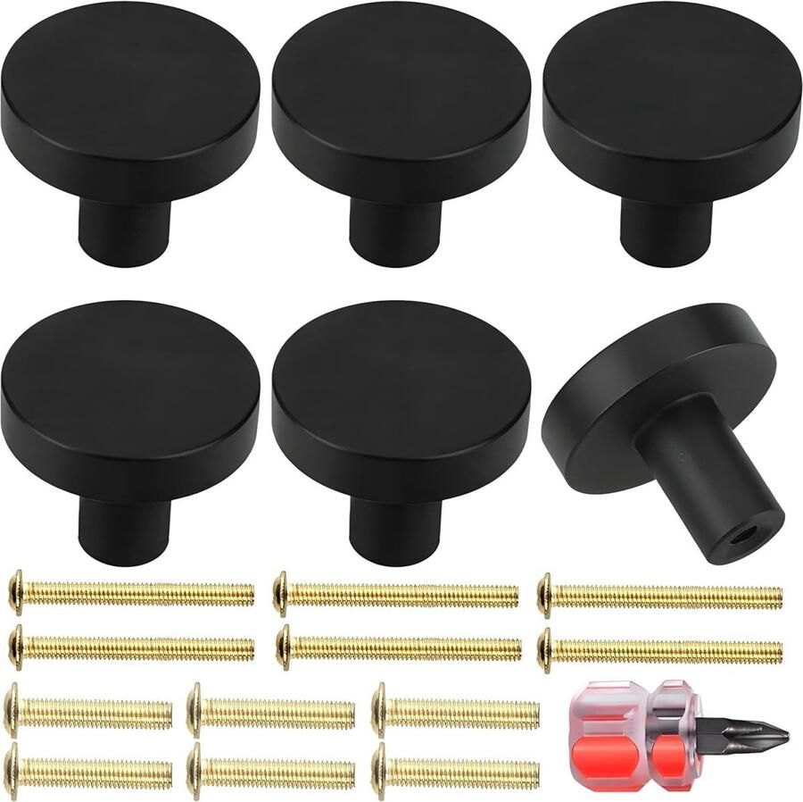 Kastgrepen 6 stuks 29*29*25mm schroeven inbegrepen schroevendraaier inbegrepen meubelknoppen ronde kastknoppen aluminium ladegrepen meubelgrepen ladeknoppen kast- en garderobegrepen moderne ladebeslaggrepen met één gat