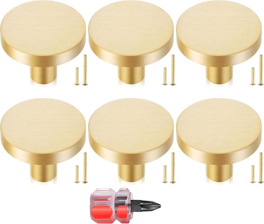 Kastgrepen 6 stuks 29*29*25mm schroeven inbegrepen schroevendraaier inbegrepen meubelknoppen ronde kastknoppen aluminium ladegrepen meubelgrepen ladeknoppen kast- en garderobegrepen moderne ladebeslaggrepen met één gat - Foto 2