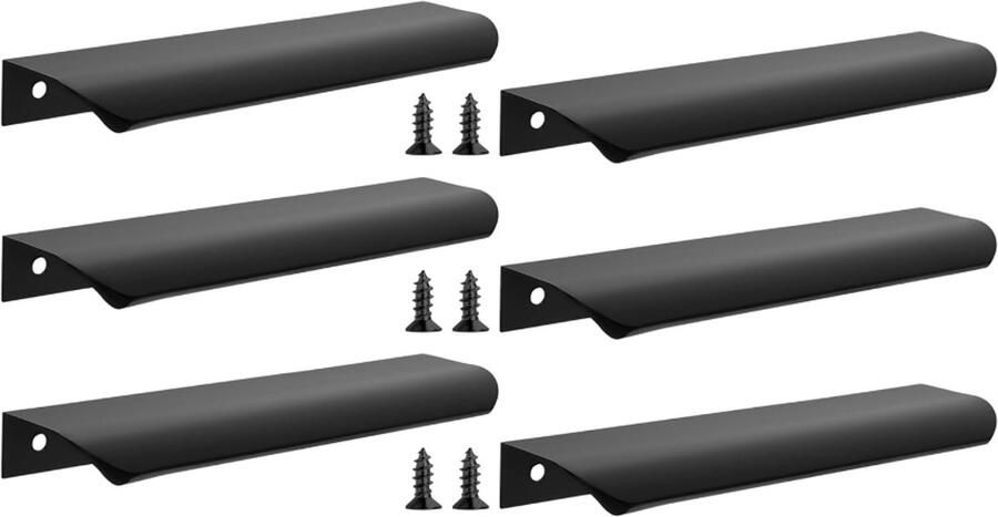 Kastgrepen 6 stuks Ladegrepen Verborgen handgreep Handvat van aluminiumlegering keukenkastgrepen meubelaccessoires hardware zwart