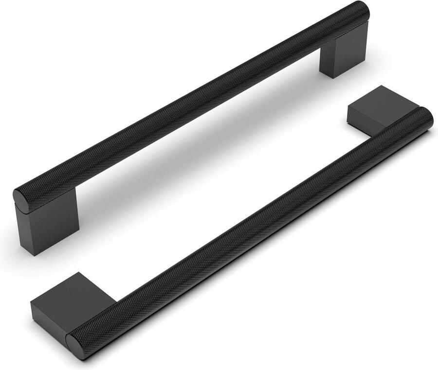 Kastgrepen gekarteld mat zwart 10 stuks boorgatafstand 192 mm keukengrepen ladegrepen keukenkasten