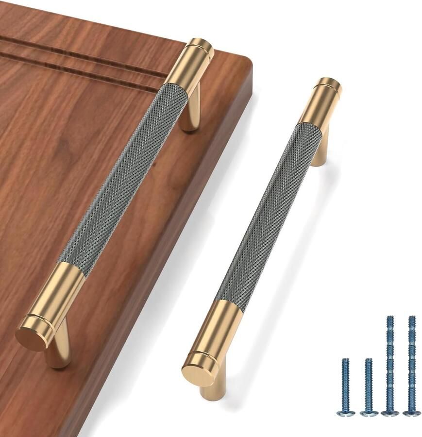 Kastgrepen Goudkleurig en Grijs 10 Stuks Gatafstand 128 mm