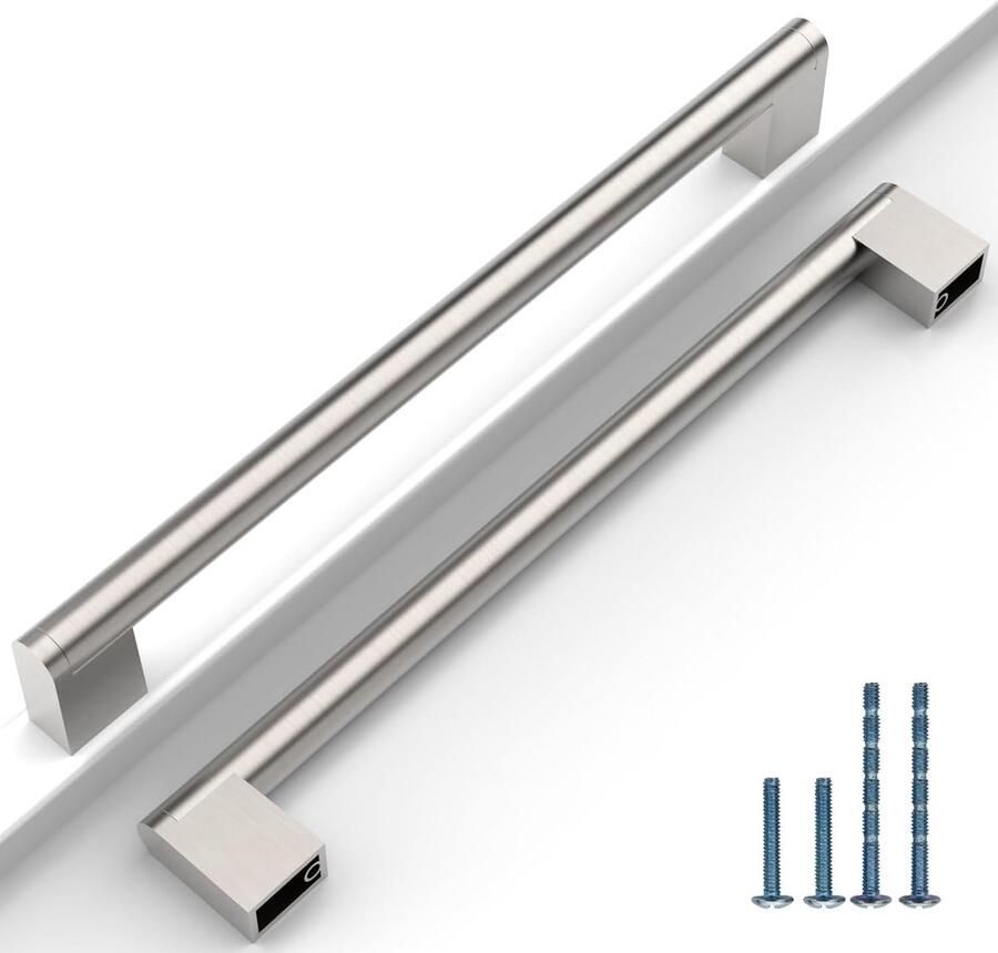 Kastgrepen Set van 10 Stuks in Geborsteld Nikkel voor Keuken en Meubels