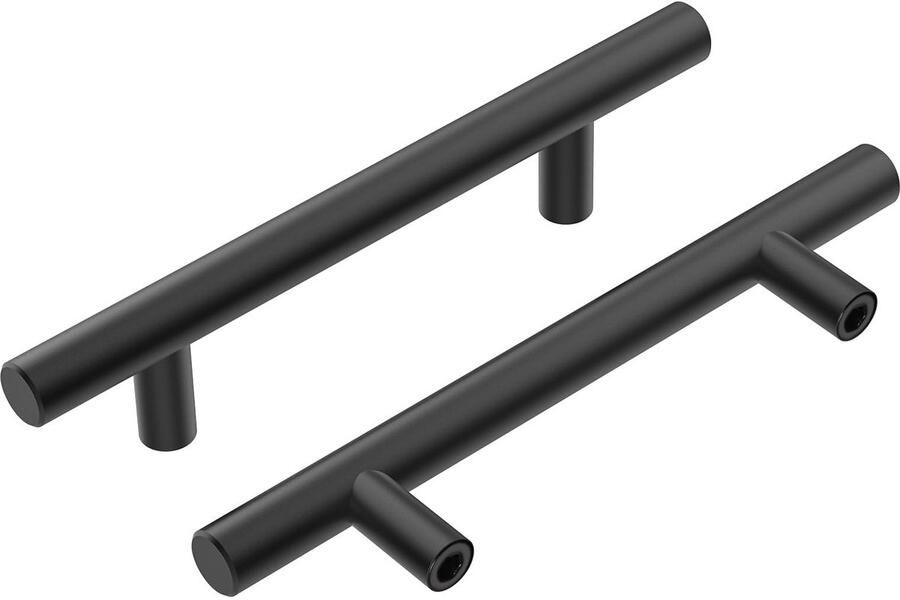 TheLau Set van 10 Moderne Zwarte T-Bar Kastgrepen voor Meubelstijlen 128 x 200 x 32 mm