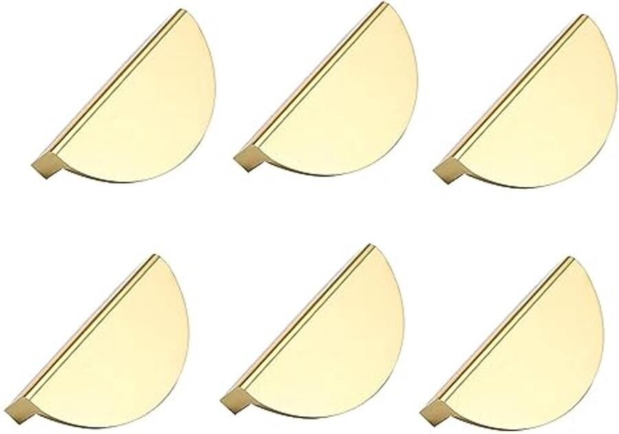 Kastgrepen Set van 6 Halve Maan in Goud Modern Aluminium Meubelgrepen voor Keuken en Woonkamer