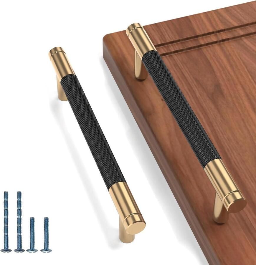 Kastgrepen zwart goud 10 stuks 128 mm gatafstand geribbeld keukenkasten meubelgrepen keukengrepen handgrepen kastdeurgrepen meubels