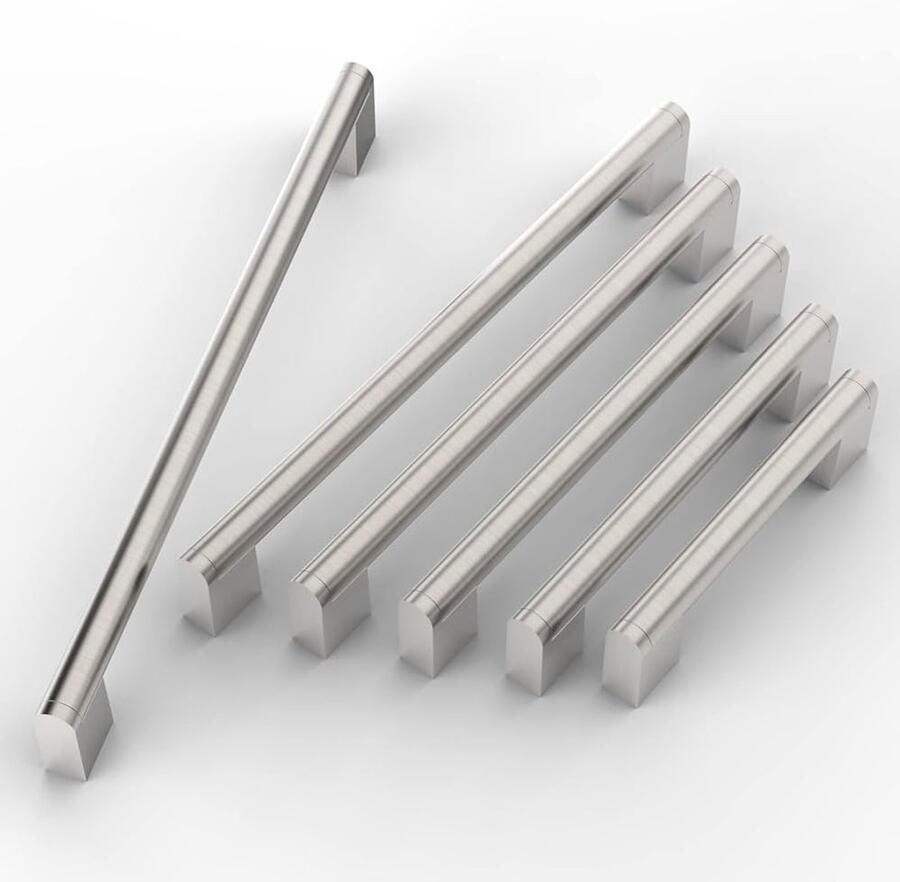 Kasthandgreep Geborsteld Nikkel Set van 10 Roestvrij Staal