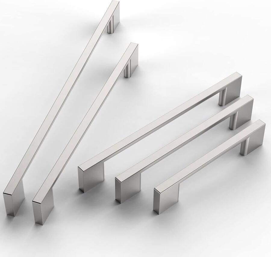 Kasthandgrepen geborsteld nikkel set van 10 roestvrij staal